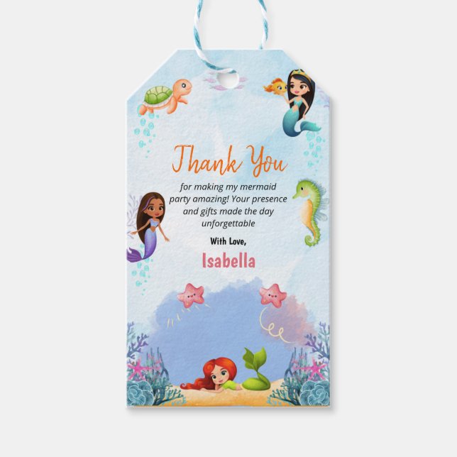 Mermaid Magical Birthday Party Mädchen Danke Kinde Geschenkanhänger (Vorderseite)