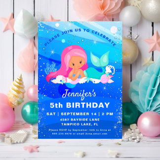 Mermaid Magical Sparkle Birthday Party Einladung