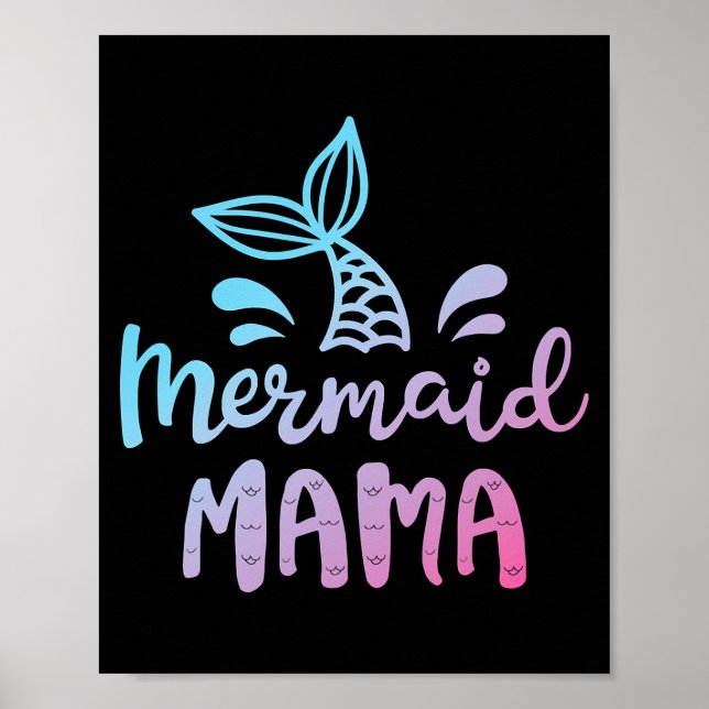 Mermaid Mama Funny Women Mama Mommy Family Poster (Vorne)