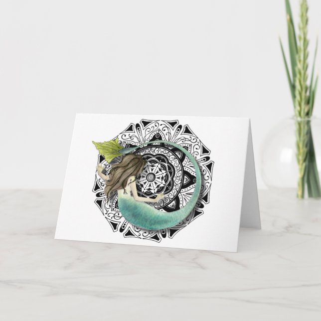 Mermaid Mandala leere Grußkarte Karte (Vorderseite)