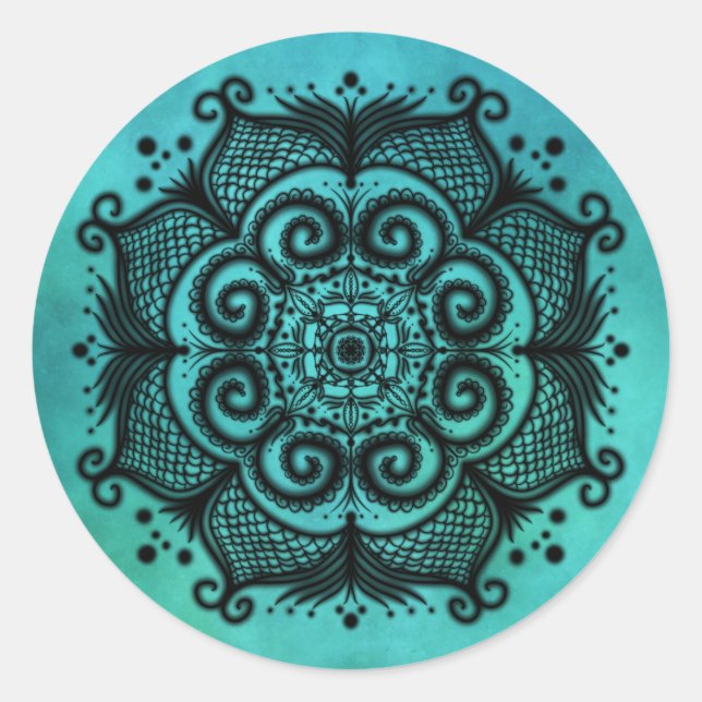 Mermaid Mandala Runder Aufkleber (Vorderseite)