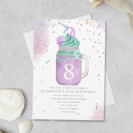 Mermaid Mason Jar Milkshake Girls Birthday Age Inv Einladung