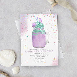 Mermaid Mason Jar Milkshake Girls Birthday Invitat Einladung