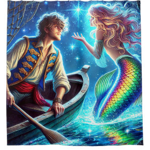 Mermaid Meeting Man Duschvorhang