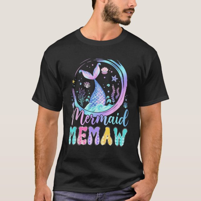 Mermaid Memaw Of The Birthday Girl Family Matching T-Shirt (Vorderseite)