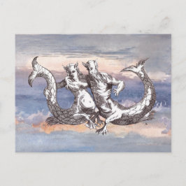 MERMAID & MERMAN IN OCEAN SKY POSTKARTE