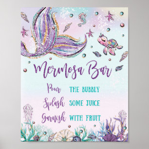 Mermaid Mermosa Bar Baby Brautparty Party Poster