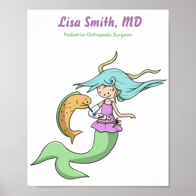 Mermaid mit gebrochenen Arm-Pädiatrie Orthopädie Poster (Vorne)