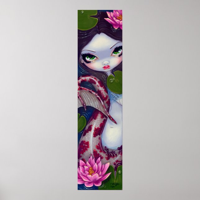 Mermaid mit Pink Lotus gothic Big eye Art Print Poster (Vorne)