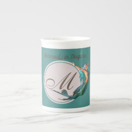Mermaid Monogram Aquamarin schön Prozellantasse