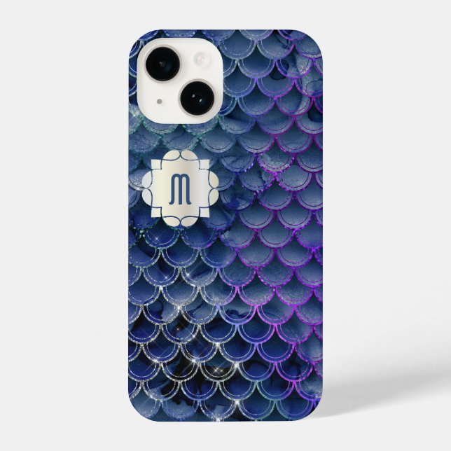 Mermaid Monogram Blue & Lila iPhone 14 Hüllen iPhone Hülle (Rückseite)