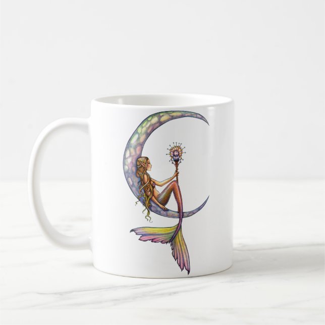 Mermaid Moon Fantasy Art Kaffeetasse (Links)