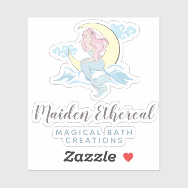 Mermaid Moon Mystical Pink Hair Sea Siro Logo Aufkleber (Blatt)