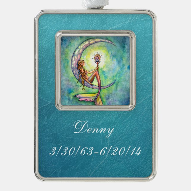 Mermaid Moon Remembrance Ornament - Custom Rahmen-Ornament Silber (Vorderseite)