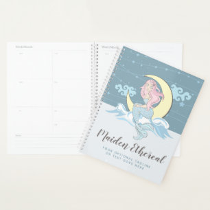 Mermaid Moon & Stars Mystical Pink Hair Sea Siren Planer
