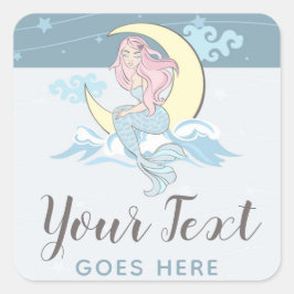 Mermaid Moon & Stars Mystical Sea Siren Custom Quadratischer Aufkleber