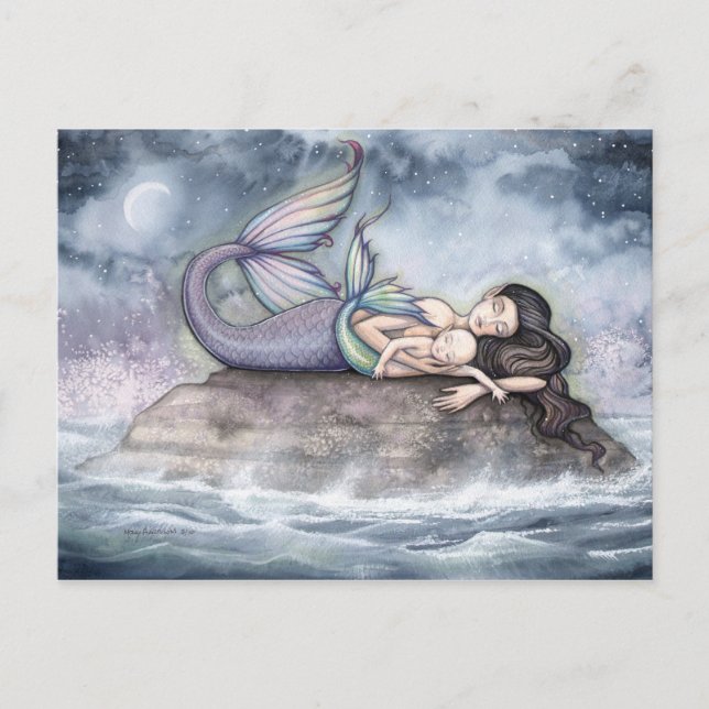 Mermaid Mother und Baby Postcard Postkarte (Vorderseite)
