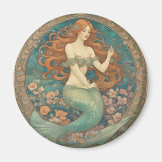 Mermaid Mucha Style Magnet