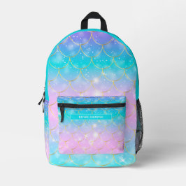Mermaid-Muster, kundenspezifische Monogramm-Mädche Bedruckter Rucksack