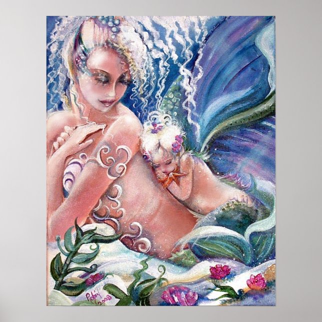 Mermaid Mutter & Kind Print Poster (Vorne)