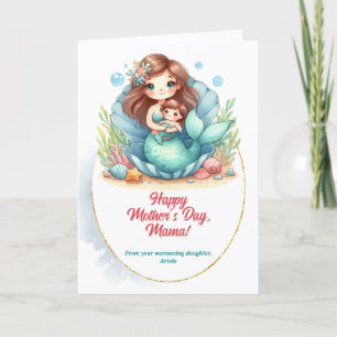 Mermaid Mutter Tag Schöne Nachricht Feiertagskarte