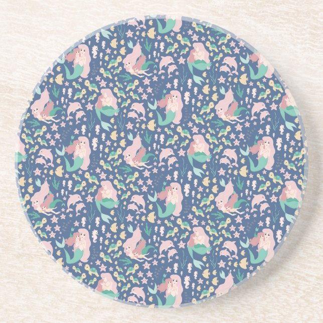 Mermaid Mutter Tochter Bonding Ocean Dark Version Getränkeuntersetzer (Vorne)