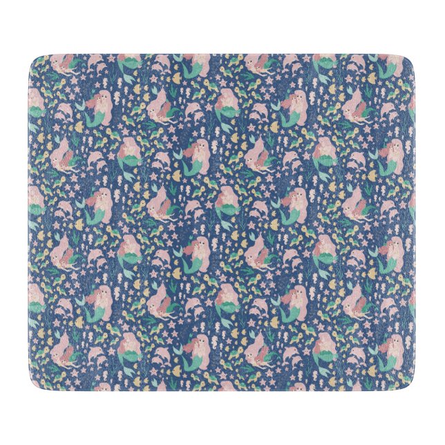 Mermaid Mutter Tochter Bonding Ocean Dark Version Schneidebrett (Vorderseite)