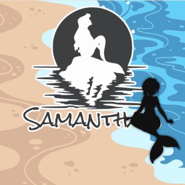 Mermaid Name Black Silhouette Aufkleber (Celebrate your child's special day with a magical mermaid under-the-sea birthday sticker)