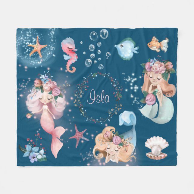 Mermaid Name Blanket Fleecedecke (Vorderseite (Horizontal))