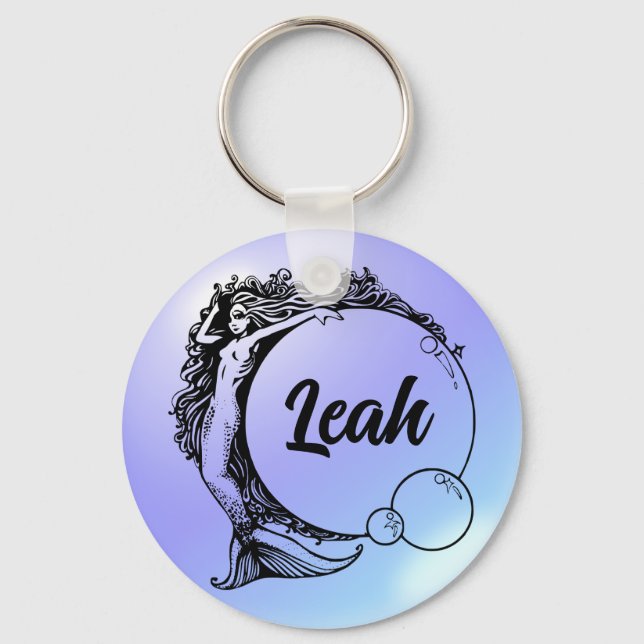 Mermaid Name Custom Schlüsselanhänger - Leah (Vorderseite)