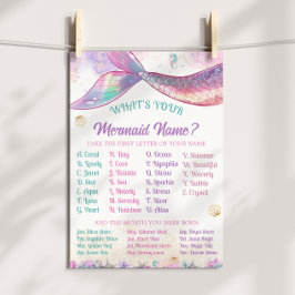 Mermaid Name Game Pastel Ocean Girl Poster