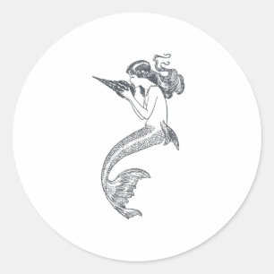 Mermaid Nautical Design Runder Aufkleber