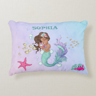Mermaid Niedlich Blue Pink Starfish Personal Dekokissen