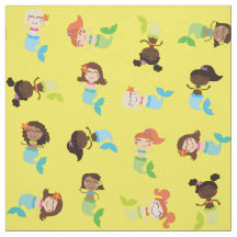 Mermaid Niedlich Cartoon Kids Print Fabric