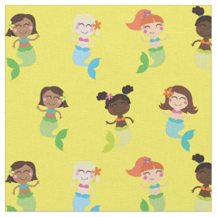 Mermaid Niedlich Cartoon Kids Print Fabric Stoff