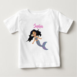Mermaid Niedlich Dark Hair Pink Girl Persönlicher Baby T-shirt