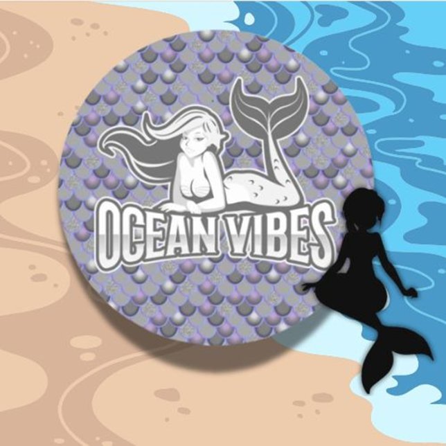 Mermaid Niedlich Gray Classic Round Sticker (perfect for gifts, scrapbooks, or personalizing your favorite items.)