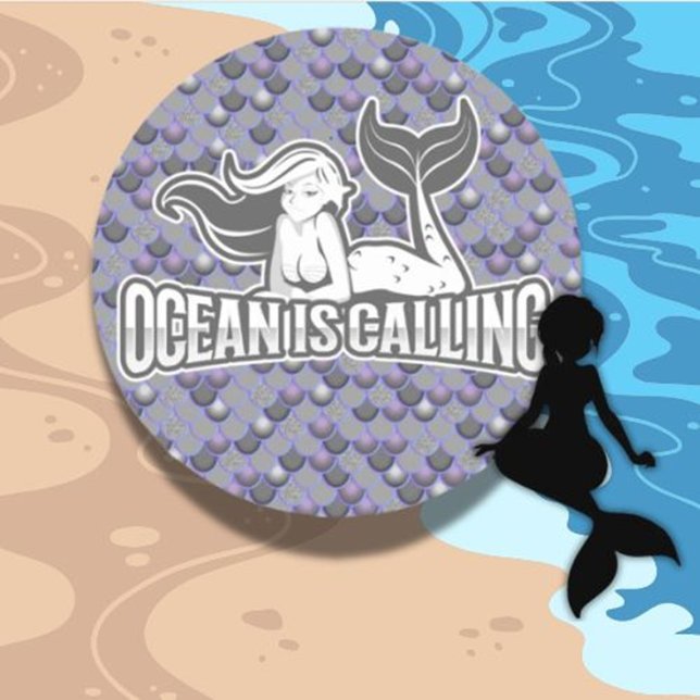 Mermaid Niedlich Gray Runder Aufkleber (Add a touch of magic with this adorable Mermaid Cute Grey Classic Round Sticker)