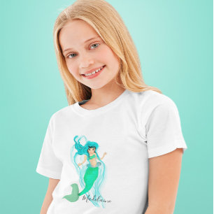 Mermaid Niedlich Green Girly T - Shirt