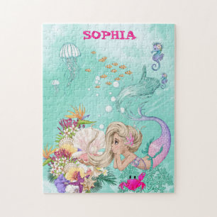 Mermaid Niedlich Green Starfish Personal Jigsaw Pu Puzzle