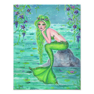 Mermaid niedlich grüne Meerjungfrau von Renee Lavo Fotodruck
