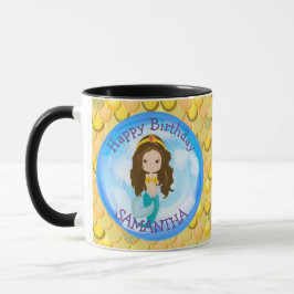 Mermaid Niedlich Happy BIRTHDAY Gelbe Tasse