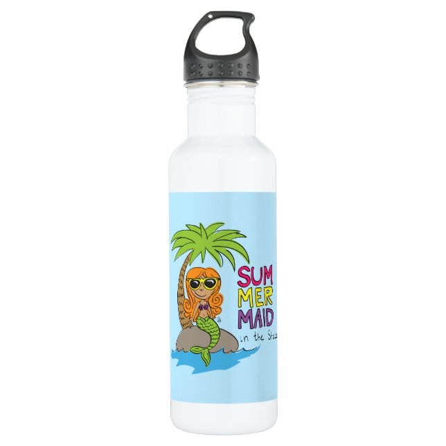 Mermaid Niedlich Kids Edelstahlflasche (Vorderseite)