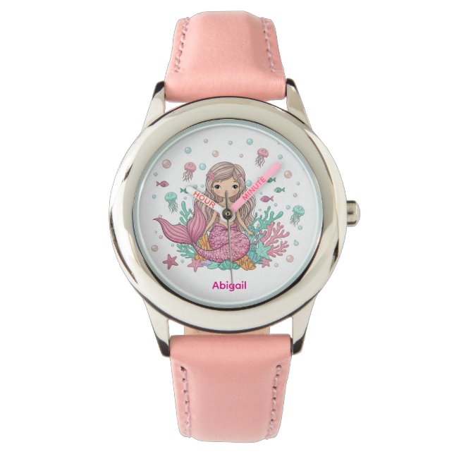 Mermaid Niedlich Kids Watch Armbanduhr (Vorderseite)