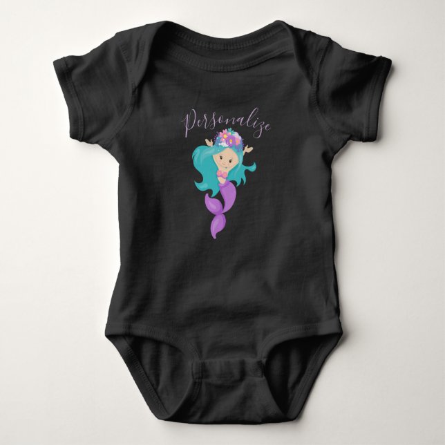 Mermaid Niedlich Little Girl Meerjungfrau Purple B Baby Strampler (Vorderseite)