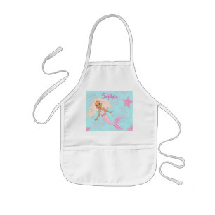 Mermaid Niedlich Pink Blue Starfish Kinderschürze