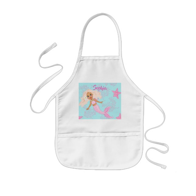 Mermaid Niedlich Pink Blue Starfish Kinderschürze (Vorne)