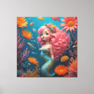 Mermaid Niedlich Pink Leinwanddruck