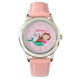 Mermaid Niedlich Pink Personalisiert Armbanduhr