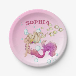 Mermaid Niedlich Pink Pink Papier Platte Pappteller